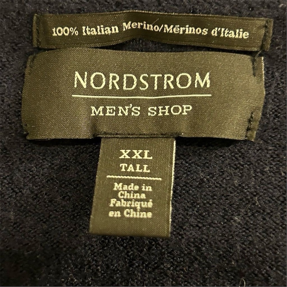 Nordstrom‎ Men’s V neck long sleeve blue soft warm 100% merino wool XXL tall - Picture 7 of 8